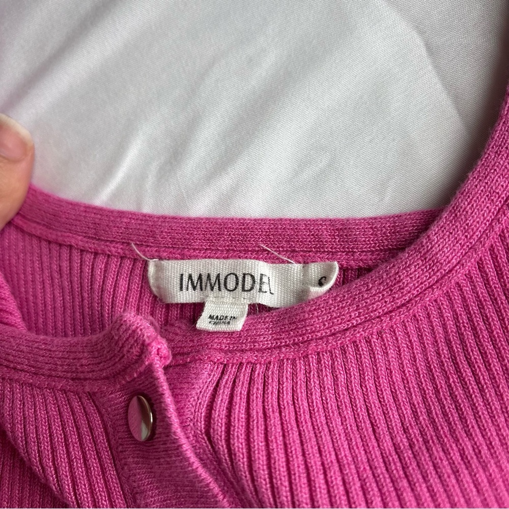 Pink Ribbed Button-Down Tank Top - Picture 2 of 3